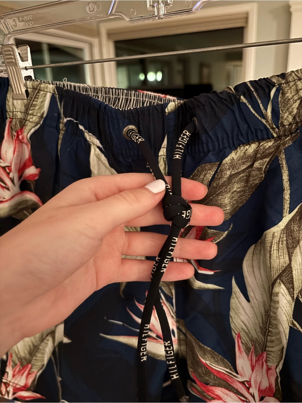 Men's Tommy Hilfiger Navy Tropical Print Swim Shorts - Picture 2 of 6